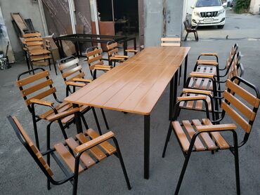 dəmir oturacaq: Yeni, Dördbucaq masa, 1 stul, Açılmayan, Stullar ilə, Metal, Azərbaycan