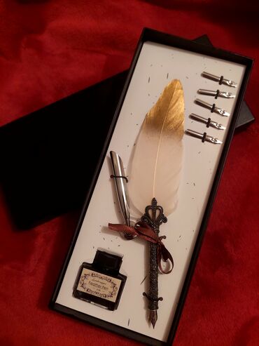 dünya xeritesi 3d: Kalliqrafiya dəstəsi – Lankonggue Feather Pen Tərkib: - Qızılı-ağ