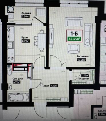 Продажа квартир: 1 комната, 42 м², Элитка, 13 этаж, ПСО (под самоотделку)