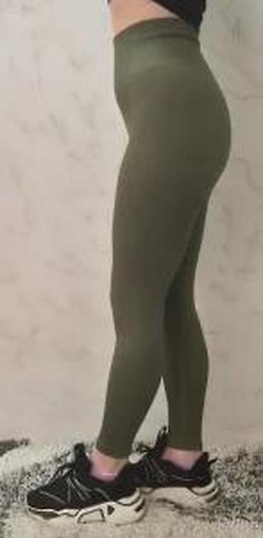 Helanke, biciklistički šortsevi: Ženske sportske helanke – maslinasto zelene - Visok struk sa širokim — 26