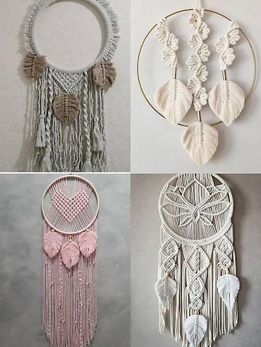 Digər ev dekoru: Makrame divar bəzəyi – əl işidir - Material: 100% pambıq iplər, taxta — 19
