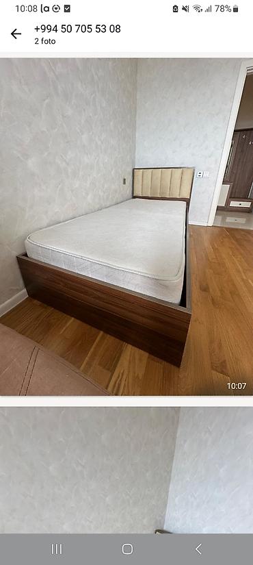 Ev üçün mebel: Bir nəfərlik çarpayı və döşək dəsti - Ölçü: təxmini 90x190 sm (tək — 1