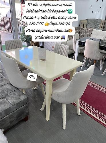 Mətbəx üçün, Yeni, Dördbucaq masa, 4 stul lalafo.az -da Mətbəx üçün, Yeni, Dördbucaq masa, 4 stul