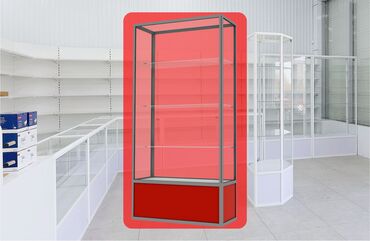 Стеллажи: Витрина торговая из профиля и стекла, Акция, прилавки, для магазина