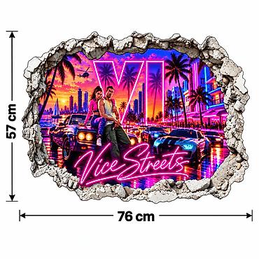 kos: GTA 6 Zidna Nalepnica Vice Streets 76x57 cm - 2897 GTA 6 Vice City – — 2