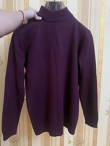 kisi sviterleri: Bənövşəyi rəngli unisex sviter - Model: klassik, uzunqol - Yaxa — 1