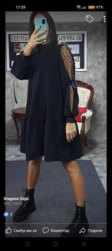 haljina italiji: One size, bоја - Crna, Oversize, Dugih rukava