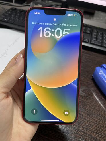 сотовые телефоны б у: IPhone 13, Колдонулган, 128 ГБ, Кызыл, Куту, 91 %