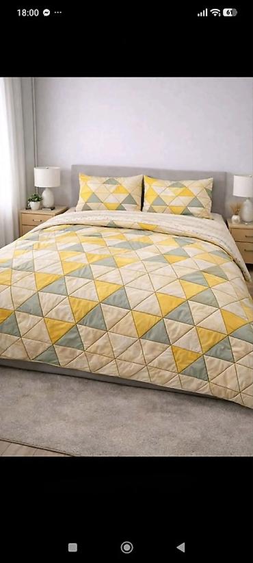 Ćebad i pokrivači: ✔ Bračni set • Čaršaf: 220×230 cm • Jorganska navlaka (step-deka) — 1