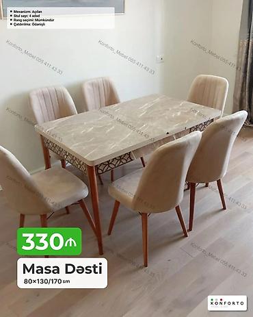 Məhsul: Masa dəsti - Masa ölçüsü: 80×130/170 sm (açılan mexanizmli