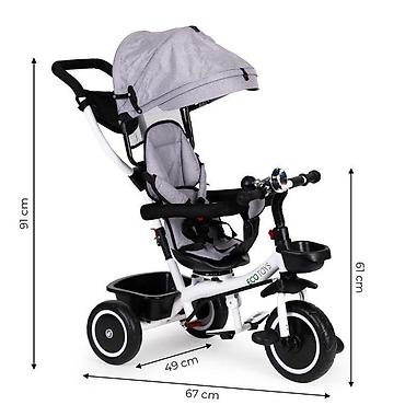 flo clo: TRICIKL SA ROTIRAJUĆIM SEDIŠTEM 360 ECOTOYS – GRAY Funkcionalan — 6