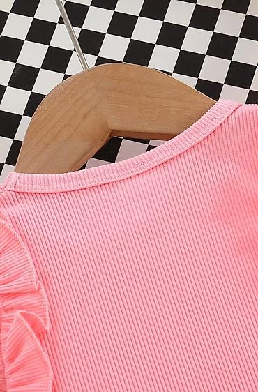 preline baby: Uşaq geyim dəsti – 2 hissə - Üst: Açıq çəhrayı rəngdə, nazik zolaqlı — 3