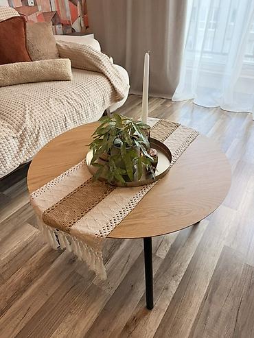 metal stol: Круглый стол, Нераскладной, Без колесиков, MDF — 1