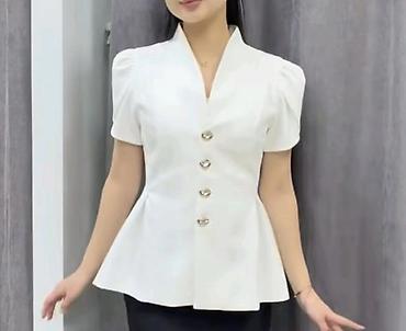Блузки: Блузка, Классическая модель, Однотонный — 4