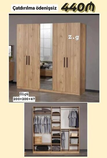 шкаф для стиральной машины в ванной: Yeni, 3 qapılı Düz dolab, Qarderob, paltar dolabı