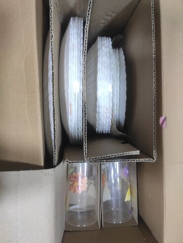 Кухонные наборы: Набор Luminarc 3100с тарелок и стаканов по 6шт и одно блюдо, кофейный — 3