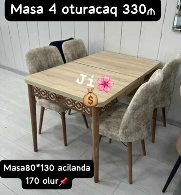Masa və oturacaq dəstləri: Yeni, 4 stul