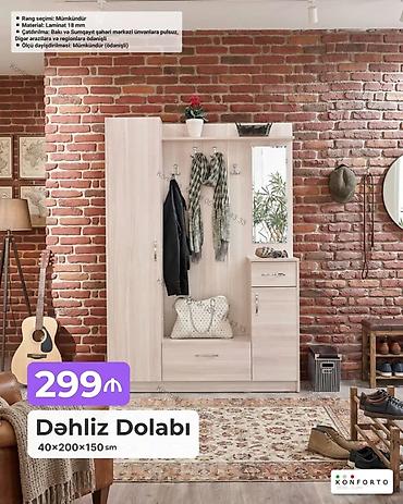 Mebel: Dəhliz dolabı – 40×200×150 sm - Material: 18 mm laminat - Rəng — 1