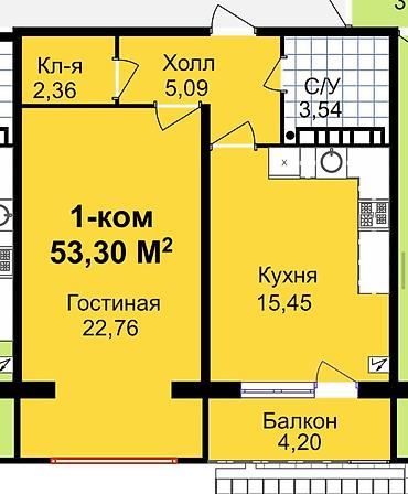 Новостройки от застройщика: Построен, 1 комната, 53 м² — 2