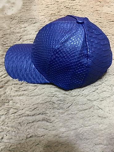 kepka: Mavi rəngli qapaqlı kepka - Material: süni dərini xatırladan — 2