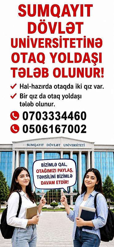bakı kirayə evlər ucuz: Sumqayıt Dövlət Universitetinə yaxın kirayə mənzildə otaq yoldaşı — 1