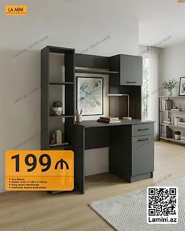par: Düz masa, Stulsuz, Polkalı, Siyirməli, Sadə laminat — 1