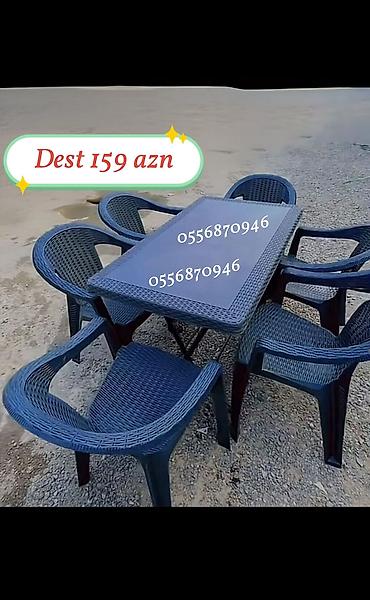 plastik stollar: Yeni, Dördbucaq masa, 6 stul, Açılmayan, Stullar ilə, Plastik, Türkiyə — 4