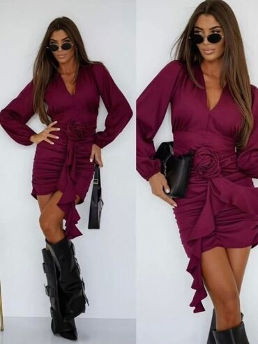 Haljine: XL, bоја - Crna, Koktel, klub, Dugih rukava — 17