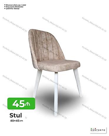 stol ayağı: Stul – 40×45 sm - Yumşaq, vertikal tikişli oturacaq və bel hissəsi - — 1