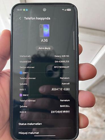 keys sat: Samsung Galaxy A36 5G, rəng - Qara, İki sim kartlı — 1