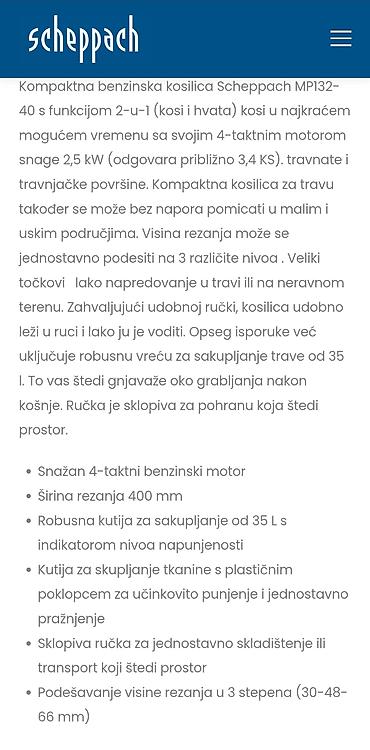 lidl masina: Benzinska kosilica Scheppach, OHV motor 4-takt, zapremina 131 cc — 10