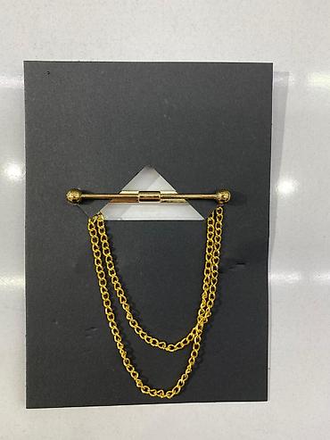 kulce qizil: İkiqat zəncirli bross – qızılı rəngdə metal aksesuar - Dizayn: Üst — 2