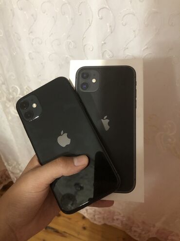 Apple iPhone: IPhone 11, 64 GB, Qara, Simsiz şarj, Face ID, Sənədlərlə