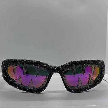 optik eynək modelləri: Futuristik, cyberpunk dizayn "Venom" konsept drip çərçivə Qara — 1