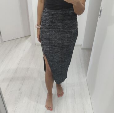 Skirts: S (EU 36), Midi, color - Grey