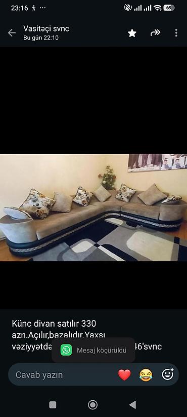 Künc divan satılır 330 azn.Açılır,bazalıdır.Yaxşı