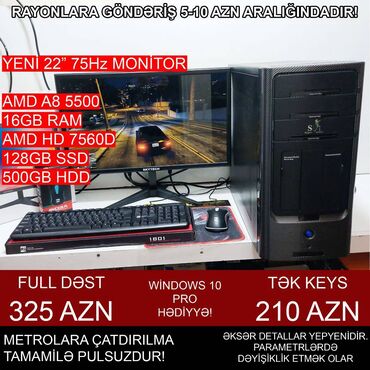 Masaüstü kompüterlər və iş stansiyaları: Oyun üçün Kompüter "A8 5500 HD7560D 128GB SSD 500GB HDD” ⭐Tək Sistem — 3