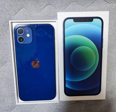 Apple iPhone: IPhone 12, Б/у, 512 ГБ, Синий, Зарядное устройство, Защитное стекло, Кабель, 100 %