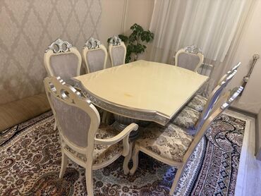 stol ve stullarin qiymeti: Для гостиной, Б/у, Раскладной, Квадратный стол, 8 стульев