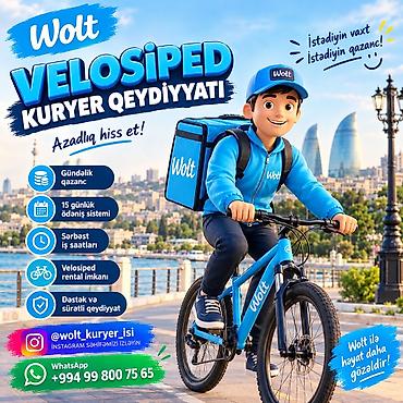 Moto-kuryer tələb olunur, Gündəlik ödəniş, Təcrübəsiz