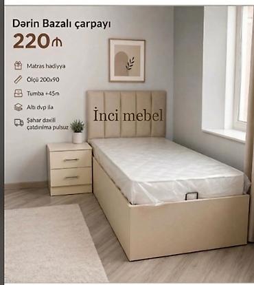 embawood dolab: Yeni, Təknəfərlik çarpayı, Bazalı, Matras ilə, Azərbaycan — 1