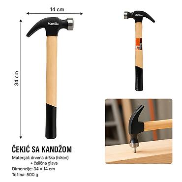 KMT Drvena drška čekić 9367674-A Stolarski čekić sa kandžom za