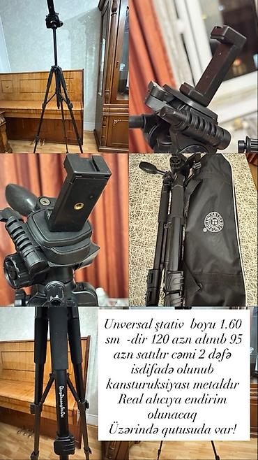 Telefon üçün tripodlar: Universal ştativ - Maksimal hündürlük: 1.60 m - Konstruksiyası: metal — 1