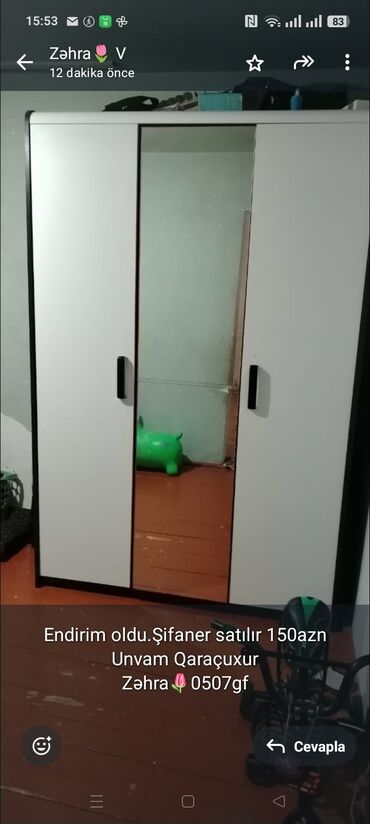 Dolablar: Endirim oldu.Şifaner satılır 150azn
Unvam Qaraçuxur
Zəhra🌷0507gf