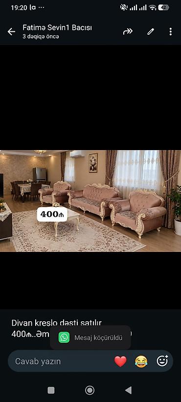 Divan kreslo dəsti satılır 400₼. Əmircan. 1852. Fatimə99 lalafo.az -da Divan kreslo dəsti satılır 400₼. Əmircan. 1852. Fatimə99