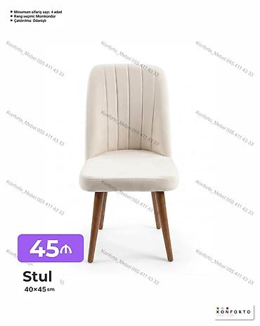 Stul – 40×45 sm - Yumşaq oturacaq və bel hissəsi, dik tikişli dekor -