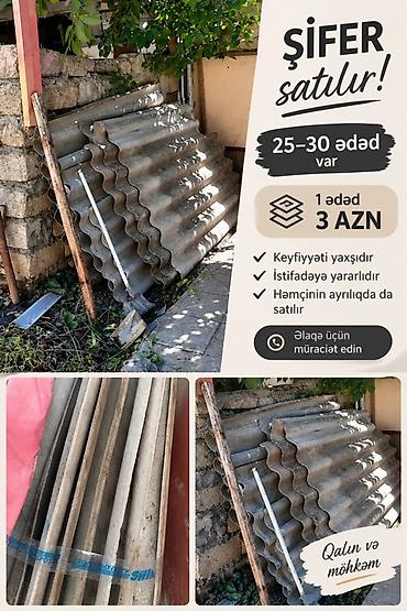 samavar satisi: Şifer dam örtüyü satılır - Təxminən 25–30 ədəd mövcuddur - 1 ədəd: 3 — 1
