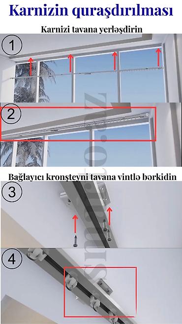Pərdə və jalüz: Ağıllı motorlu pərdə karnizi. 🎛️Pərdələr pultla, səslə və smartfonla — 4