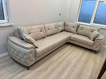 Divanlar: Bej rəngli L formalı künc divanı - Dizayn: Müasir və eleqant üslub — 2