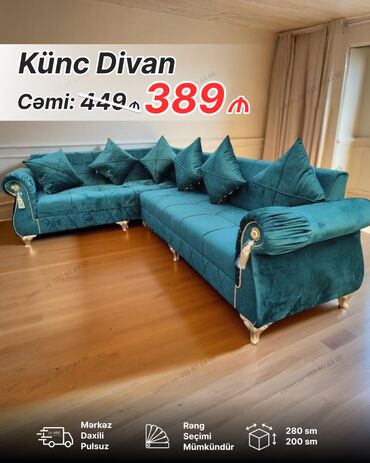 Divanlar: Künc divan, Yeni, Açılan, Bazalı, Vеlur parça, Şəhərdaxili pulsuz çatdırılma — 6